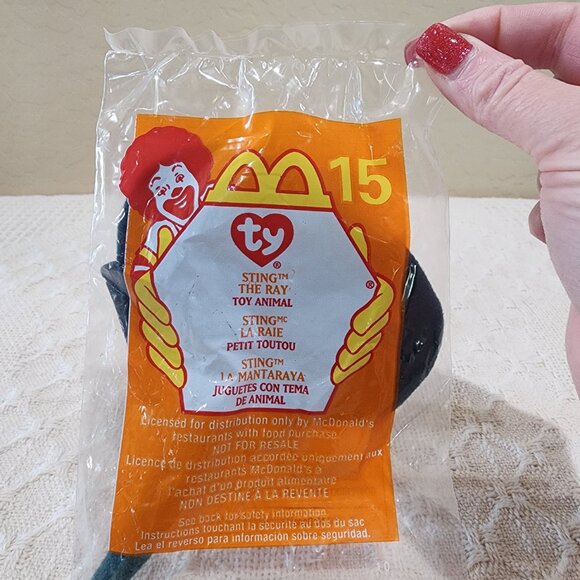 2000 TY TEENIE BEANIE BABIES McDonald's Happy Meal STING THE RAY #15 Plush NIP - Picture 4 of 6